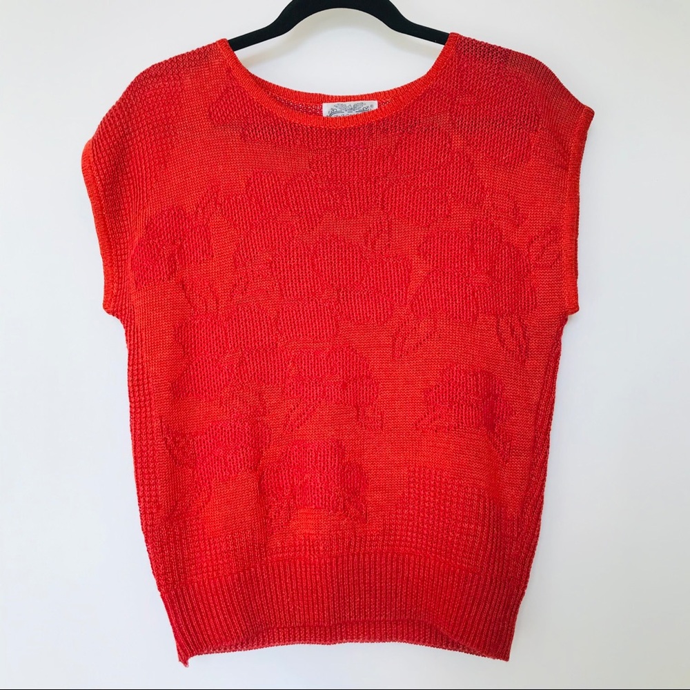 Vintage The Villager Red Knit Sleeveless Top